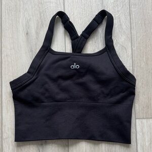 Alo Seamless Ribbed Favorite Bra Tank- Black